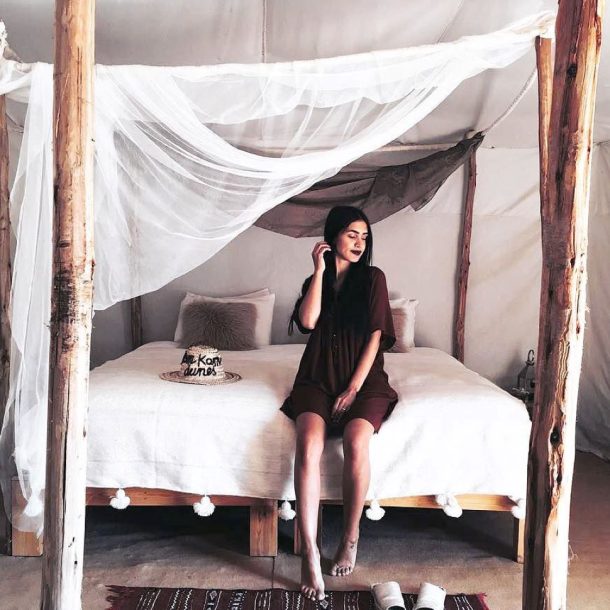 The bed in a haima at Kam Kam Dunes